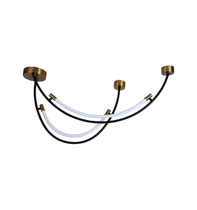 20W LED pendel / loftlampe, L100x60cm - 2500lm, sort og guld, IP20, inkl. lyskilde