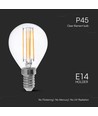 E14 6W LED kronepære - P45, filament, klart glas