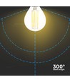 E14 6W LED kronepære - P45, filament, klart glas