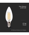 E14 6W LED kertepære - Filament, klart glas, 800lm, 133lm/W