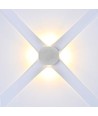 4W rund LED væglampe med 4 lysstråler - IP54, hvid, 3000K, 4-vejs lys, moderne design