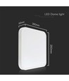 18W LED loftslampe - IP44, 25 x 25cm, Højde 6,5cm, Hvid kant