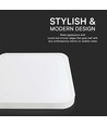 18W LED loftslampe - IP44, 25 x 25cm, Højde 6,5cm, Hvid kant