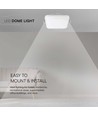 18W LED loftslampe - IP44, 25 x 25cm, Højde 6,5cm, Hvid kant