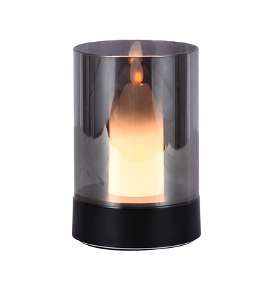 2W LED genopladelig bordlampe, bevægelses dæmper - Sort/røgfarvet, 3000K, 360 grader, elegant design