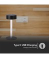 3W genopladelig LED bordlampe, 5V - 3-i-1 CCT, touch dæmpbar, sort, inkl. USB-kabel