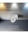 28W RA90 Påbygningsspot - Ø17,8 cm, Højde: 8,7 cm, CCT, 3 lyskulører, hvid