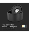 28W RA90 Påbygningsspot - Ø17,8 cm, Højde: 8,7 cm, Sort, CCT - 3 lyskulører