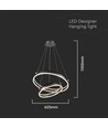 50W LED designer pendel - Double ring, kaffebrun, 5850lm, 3000K
