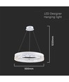 25W LED Designer pendel, Ø50cm - Ring design, hvid, 3000lm, 3000K, varm hvid