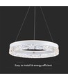 25W LED Designer pendel, Ø50cm - Ring design, hvid, 3000lm, 3000K, varm hvid