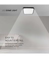 48W LED loftslampe - 42 x 42cm, sort kant