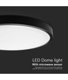 18W LED loftlampe med sensor - Ø22,5cm, IP44, sort kant, 4000K, mikrobølge sensor