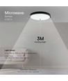18W LED loftlampe med sensor - Ø22,5cm, IP44, sort kant, 4000K, mikrobølge sensor