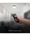 18W LED sensorlampe - IP44, Ø29,5cm, Sort kant, indbygget sensor, fjernbetjening, inkl. lyskilde