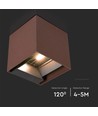 9W Solcelle væglampe - IP65, 4000K, Cortenfarvet, COB, PIR sensor