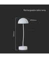 3W genopladelig LED bordlampe med touch dæmp - 3000K, hvid, 5V, inkl. batteri
