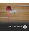 2,7W genopladelig LED bordlampe, brun - Touch dæmpbar, 3-i-1 CCT, USB-C, 5V DC, højde 34cm