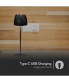 2,7W LED bordlampe, sort - Touch dæmpbar, 3-i-1 CCT, genopladelig, USB-C, 10,5 x 34 cm