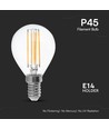 E14 6W LED filament kronepære - P45, 600lm, klar glas