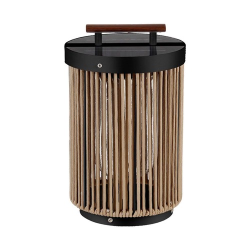 2.4W Havelygte - LED, Solar, 3000K, Sort+Hampegreb med Træhåndtag