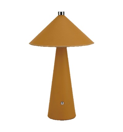 3W genopladelig LED bordlampe - Touch dæmpbar, 3-i-1 CCT, metal med læder, USB-C, gul