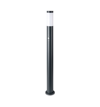 110cm E27 havelampe med sensor - IP44, rustfrit stål, antracit, PIR sensor, uden lyskilde
