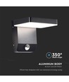 17W LED væglampe med PIR sensor, kvadratisk - IP65, 2580lm, sort, 4000K, inkl. lyskilde