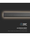 23W LED lineær væglampe, 141cm - IP65, sort, RA90, 150° spredning