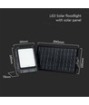 15W LED solcelle projektør med solpanel - 4000K, 3.7V, IP65, inkl. fjernbetjening, arbejdslampe, udendørs