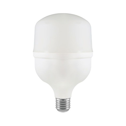E27 30W LED pære - T100, 6500K, hvid plast, Ø10cm
