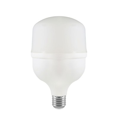 E27 30W LED pære - T100, 6500K, hvid plast, Ø10cm