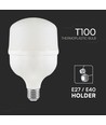 E27 30W LED pære - T100, 6500K, hvid plast, Ø10cm
