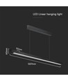 36W LED lineært pendelarmatur - CCT, sort, 2880lm, inkl. wireophæng