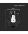 Hængende solcelle LED lanterne, 0,5W - Sort metal, vintage design, 2700K, IP44, 1.2V genopladelig, m. hank