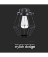 Hængende solcelle LED lanterne, 0,5W - Sort metal, vintage design, 2700K, IP44, 1.2V genopladelig, m. hank