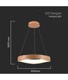 25W LED designer pendel i træ - Ø50cm, 3000K, hvid krop, inkl. lyskilde
