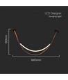 12W Designer loftslampe - 1440lm, L166cm, metal, brun