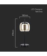 7W Designer LED bordlampe - 700lm, 3000K, metal og glas, Ø12 x 22,5 cm