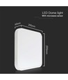 18W LED sensorlampe med Samsung chip, 4000K - Kvadratisk, IP44, hvid kant, 295x295mm, indbygget mikrobølgesensor