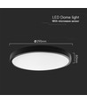 18W LED sensorlampe - IP44, Ø29,5cm, Sort kant, indbygget sensor, fjernbetjening, inkl. lyskilde