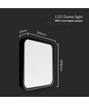 18W LED sensorlampe - IP44, 29,5 x 29,5cm, Samsung LED Chip, sort kant, fjernbetjening, indbygget sensor, inkl. lyskilde