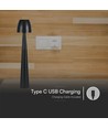 3W genopladelig LED bordlampe, sort - Dæmpbar CCT, 3-trins touch, inkl. USB kabel