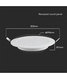 24W Ø29,5cm LED indbygningspanel med Samsung chip - 110lm/W, 6500K, Hul: Ø27,5-28 cm, Mål: Ø29,5 cm