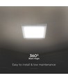 18W kvadratisk LED loftlampe - 21,4x21,4cm, 100lm/W, hvid kant, 6500K
