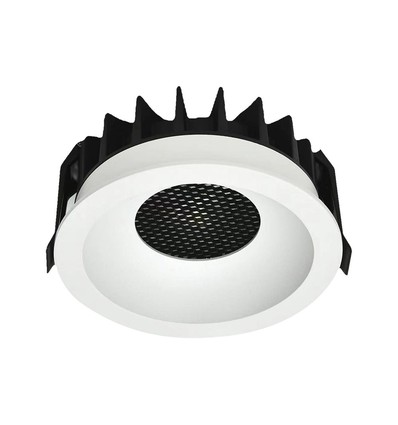 18W Ø10,6cm Blændfri CCT Downlight RA90 - Hul: Ø9,5 cm, Mål: Ø10,6 cm, 3 lyskulører, hvid front, Honeycomb