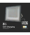 50W LED projektør CCT - IP65, Grå hus, 3 lyskulører