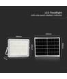 VT LED Solar Projektør 180W - 6400K, 16000 mAh Batteri, 3m Kabel, Smart IR Fjernbetjening, Hurtig Opladning, Hvid