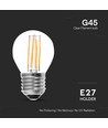 E27 6W LED kronepære - G45, kultråd, klar, 230V