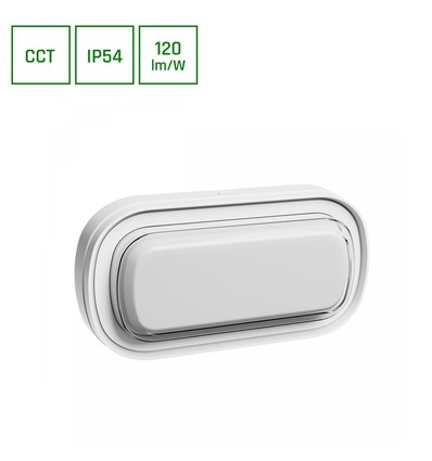 10W Pastilo CCT LED væg/loftlampe - 120lm/W, IP54, IK10, Oval, hvid, 3-CCT switchable